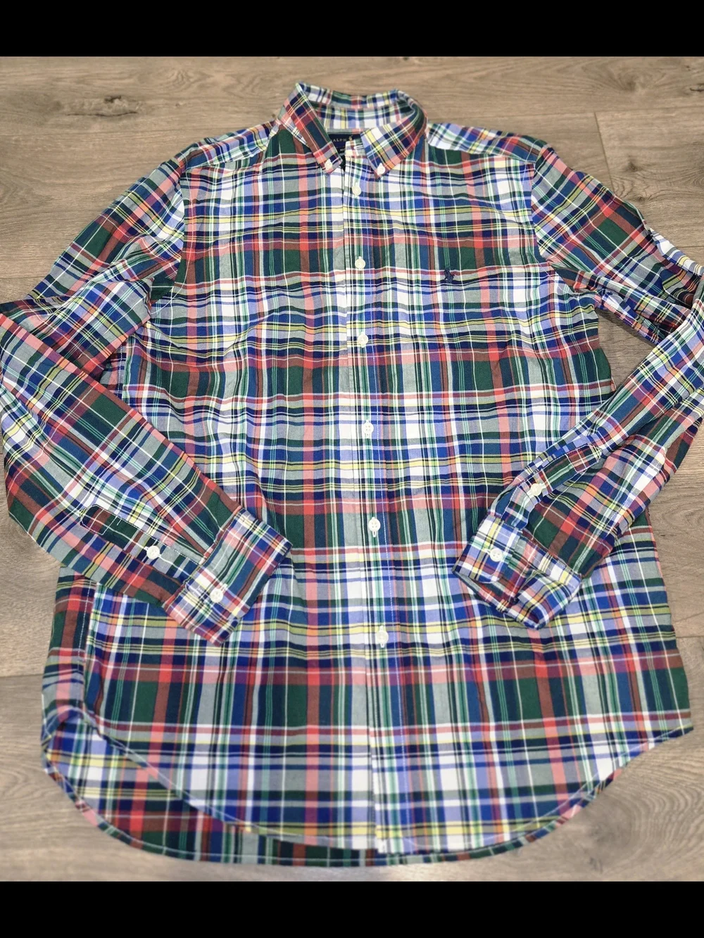 Ralph Lauren Plaid Button-Down Shirt in Red & Green Boys Youth XL